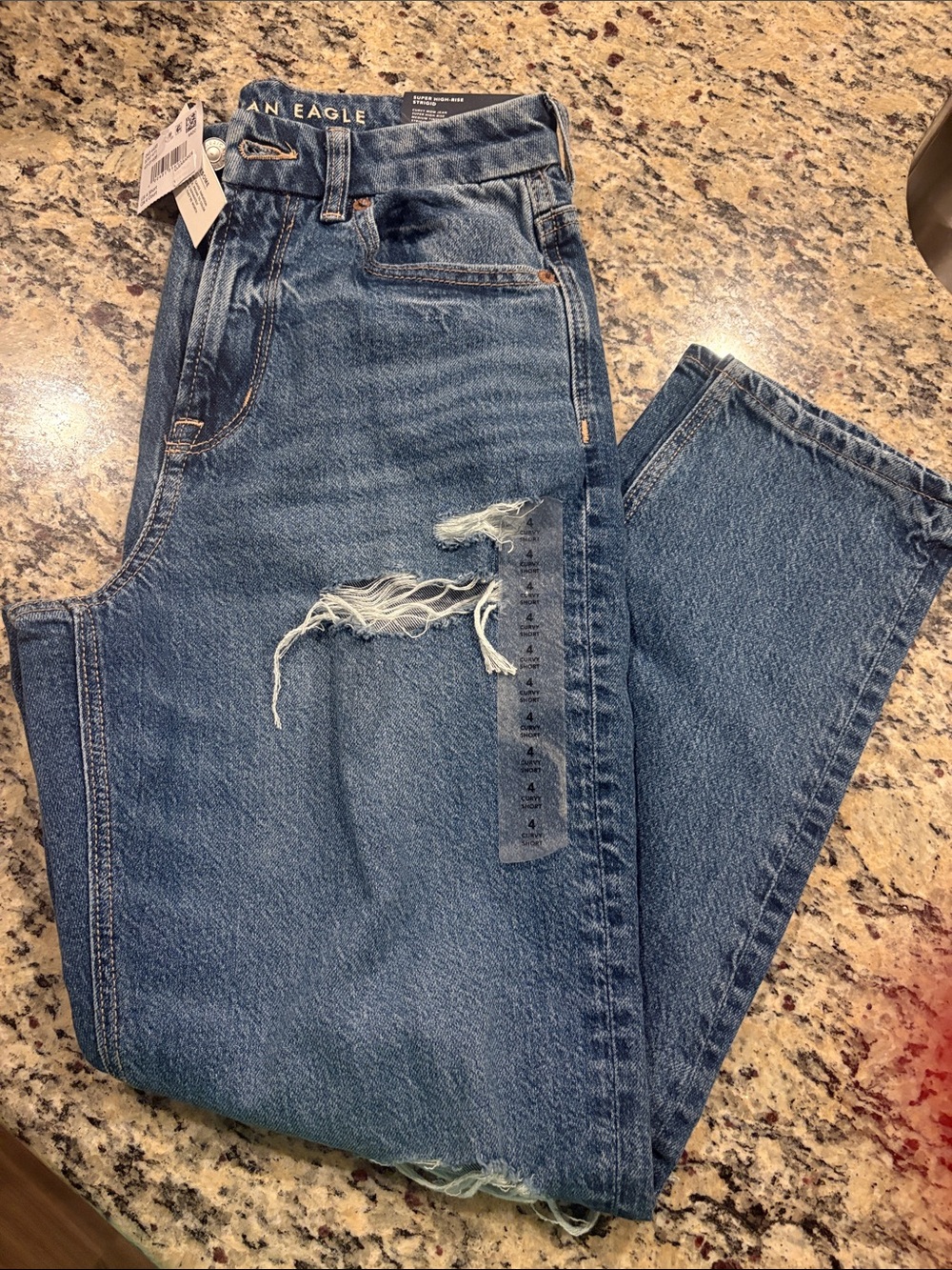 American Eagle Outfitters Relaxed Fit Distressed Blue Jeans